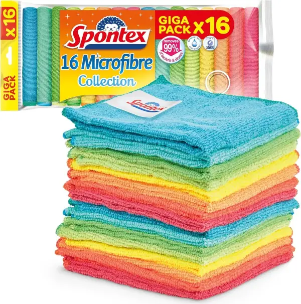 16 Bayetas microfibra Spontex 30x30cm 16 Bayetas microfibra Spontex 30x30cm