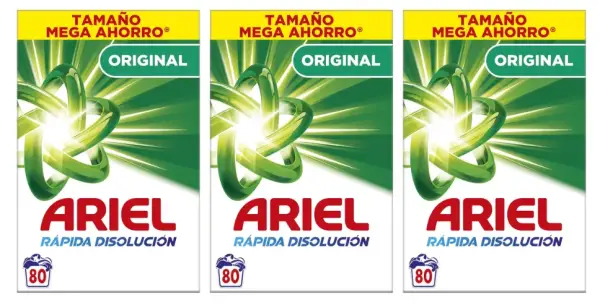 3x 80 Lavados Ariel Detergente en polvo 3x 80 Lavados Ariel Detergente en polvo