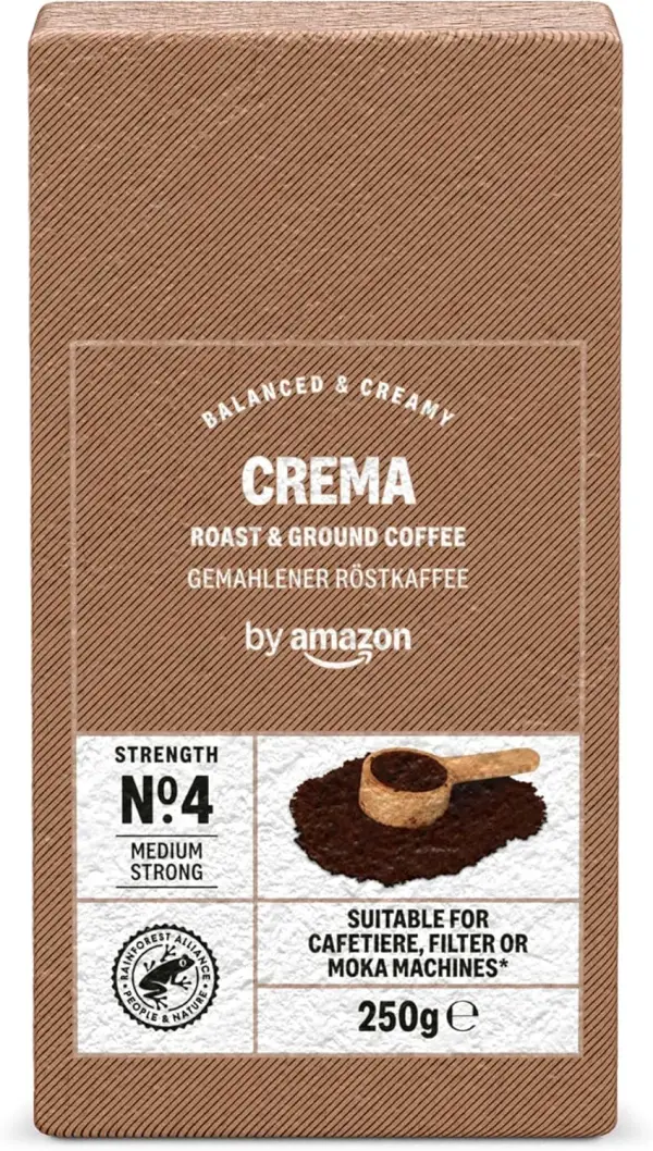 250g Crema Café Molido De Tueste Natural Intensidad 4 by Amazon 250g Crema Café Molido De Tueste Natural Intensidad 4 by Amazon