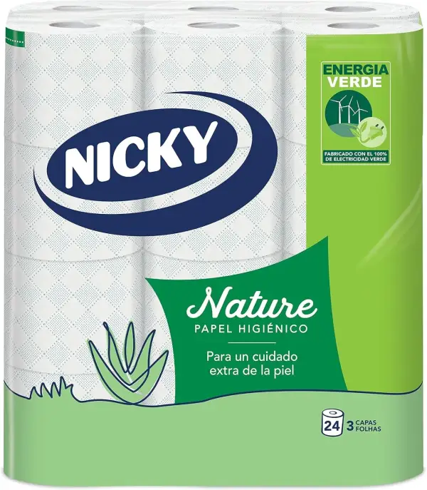 24 Rollos de Papel Higiénico Nicky Nature 3 Capas 24 Rollos de Papel Higiénico Nicky Nature 3 Capas