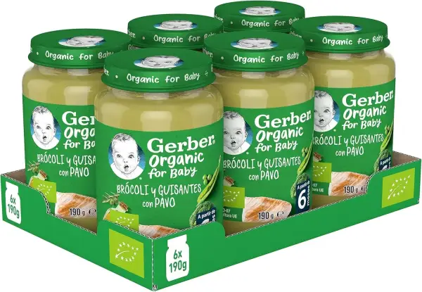 6x190g Tarritos GERBER Organic Brócoli Guisantes Pavo 6x190g Tarritos GERBER Organic Brócoli Guisantes Pavo