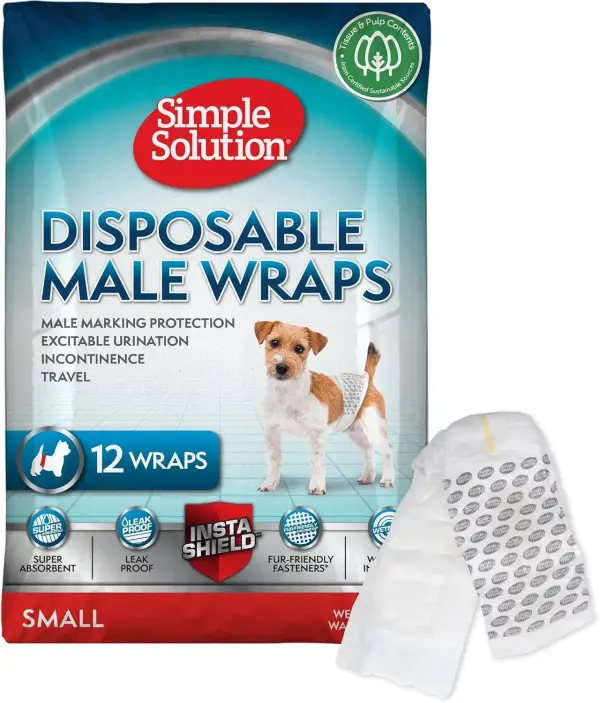 12 Pañales desechables para perros machos Simple Solution 12 Pañales desechables para perros machos Simple Solution