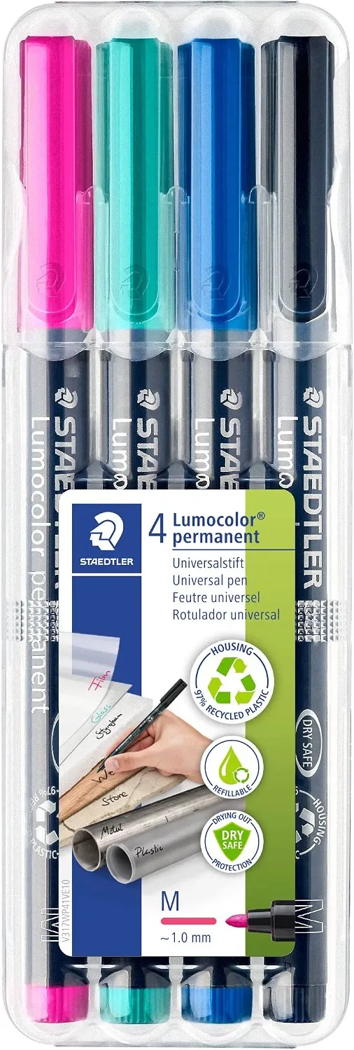 Pack de 4 rotuladores universales permanentes STAEDTLER Lumocolor Pack de 4 rotuladores universales permanentes STAEDTLER Lumocolor
