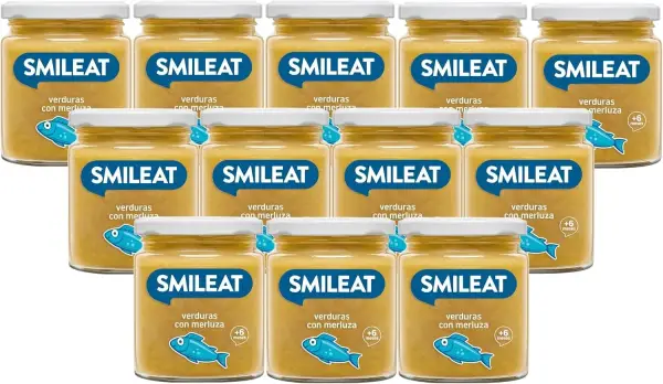 Pack x12 Tarritos Smileat Verduras con Merluza Pack x12 Tarritos Smileat Verduras con Merluza