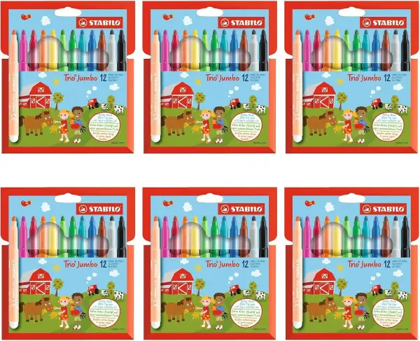 6x Estuche 12 rotuladores Trio Jumbo STABILO 6x Estuche 12 rotuladores Trio Jumbo STABILO