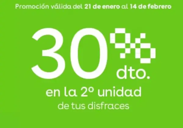 2ª Unidad al 30% en Disfraces de Carnaval ToysRus 2ª Unidad al 30% en Disfraces de Carnaval ToysRus