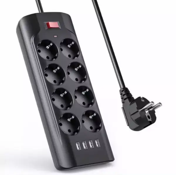 Regleta de 8 enchufes y 4 puertos USB MiiKARE Regleta de 8 enchufes y 4 puertos USB MiiKARE