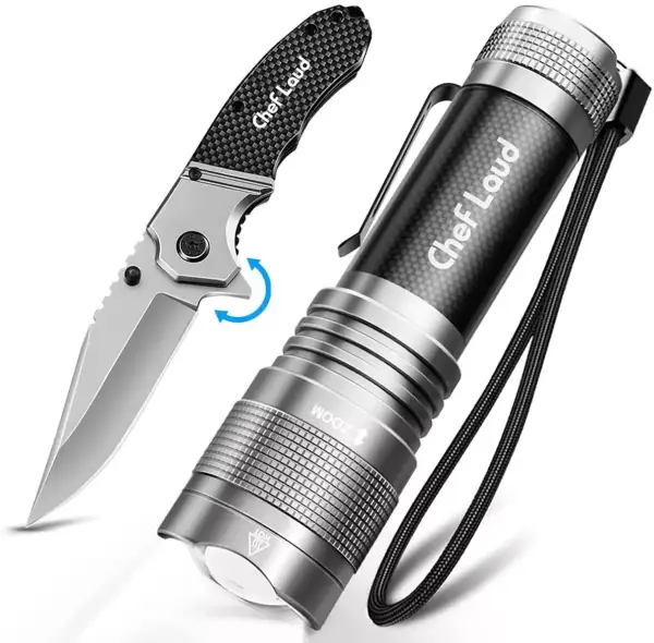 Cuchillo de caza y linterna LED Cheflaud Cuchillo de caza y linterna LED Cheflaud