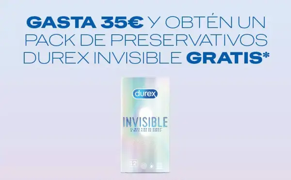 12 Preservativos DUREX invisible gratis en compras +35€ 12 Preservativos DUREX invisible gratis en compras +35€