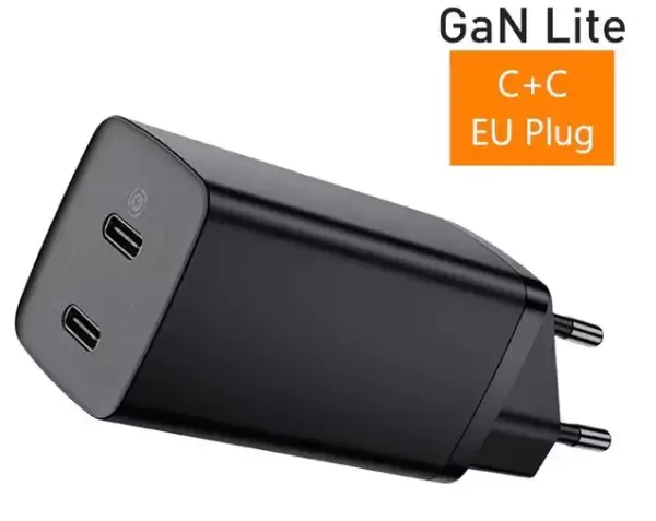 Cargador QC Baseus 65W GaN Lite Dual USB-C Cargador QC Baseus 65W GaN Lite Dual USB-C