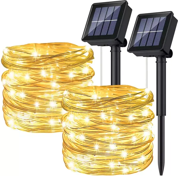 2x Guirnaldas 120 LED 12 metros con panel solar 2x Guirnaldas 120 LED 12 metros con panel solar