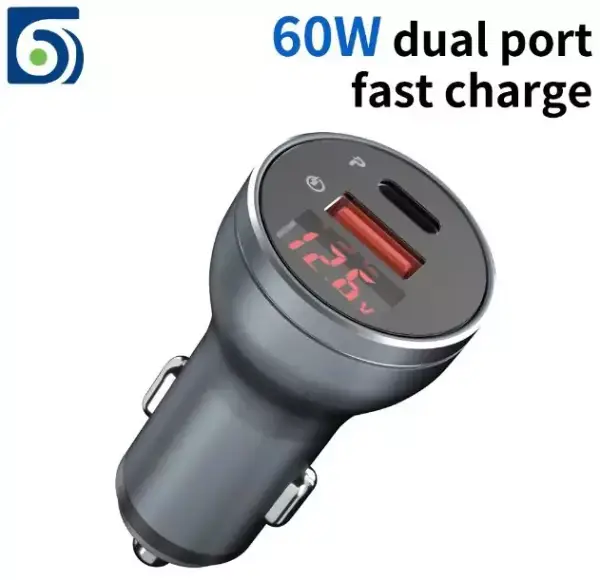 Cargador Usb tipo C de 60W para coche Cargador Usb tipo C de 60W para coche