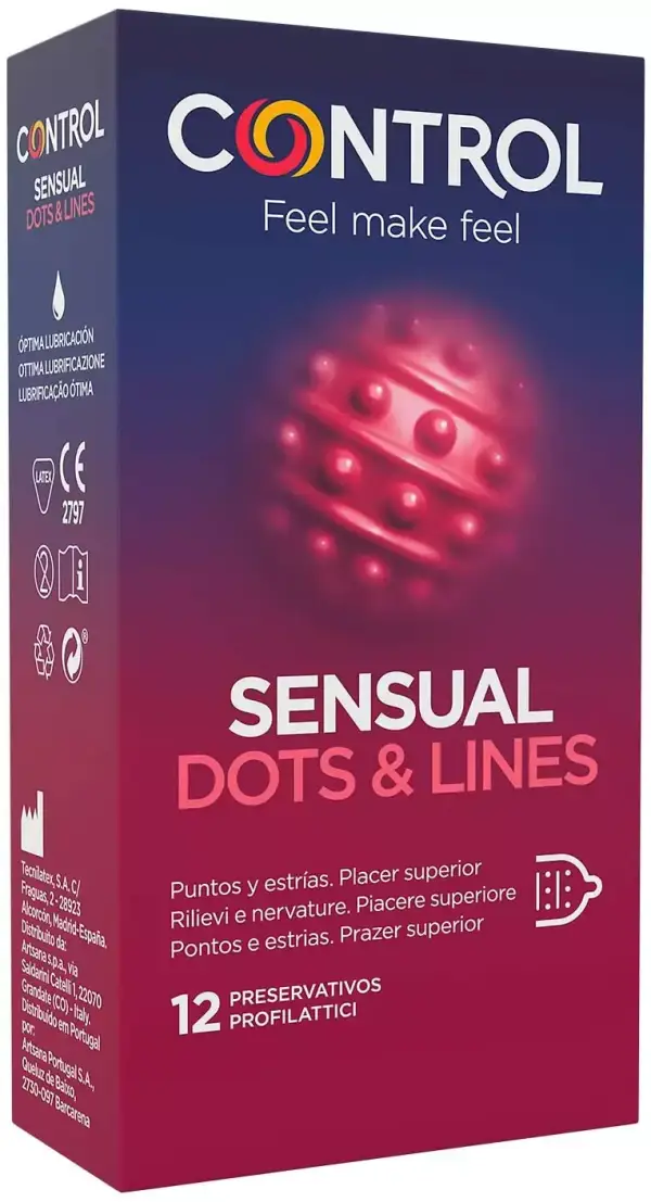 Pack de 12 preservativos Control Sensual Dots & Lines Pack de 12 preservativos Control Sensual Dots & Lines