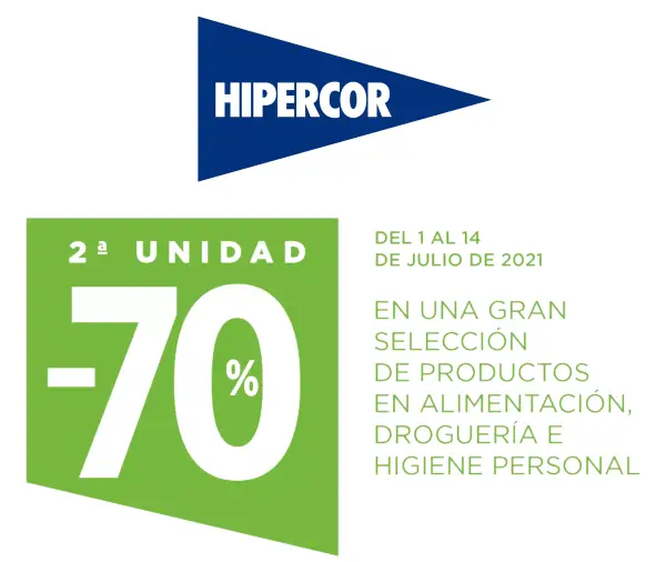 2ª Unidad al -70% en Hipercor 2ª Unidad al -70% en Hipercor