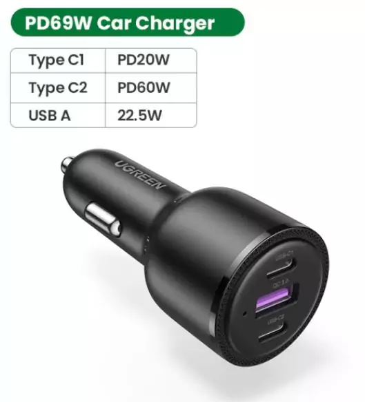Cargador de coche Ugreen 65W Cargador de coche Ugreen 65W