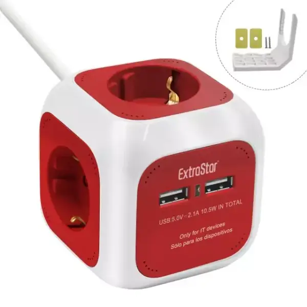 Powercube Extrastar con 4 salidas + 2 USB Powercube Extrastar con 4 salidas + 2 USB