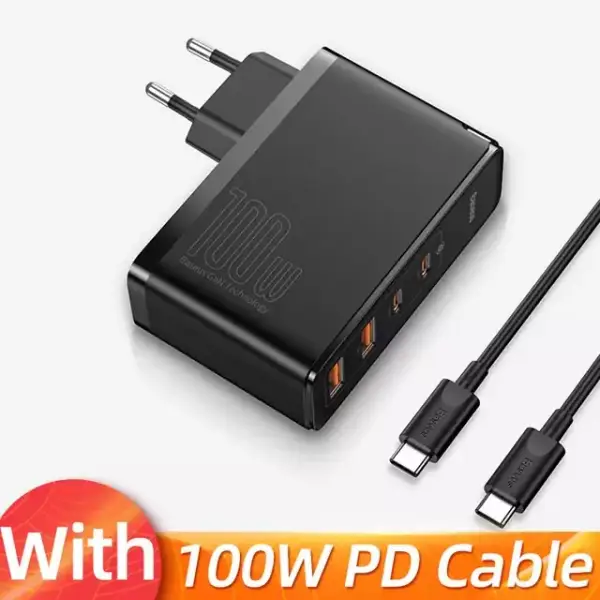 Baseus cargador de carga rápida de 100W + Cable USB-C 100W Baseus cargador de carga rápida de 100W + Cable USB-C 100W