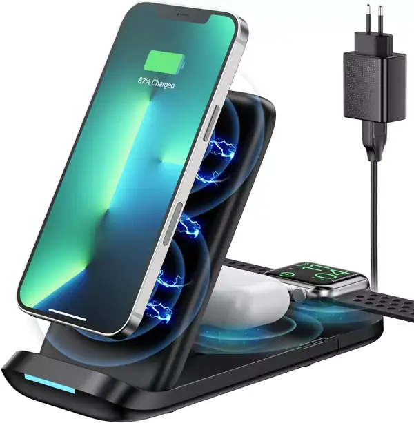 Cargador inalámbrico iPhone, Airpods y Watch Cargador inalámbrico iPhone, Airpods y Watch