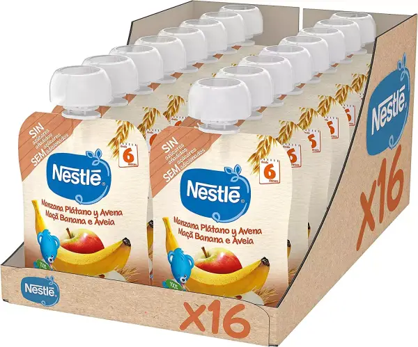 Pack de 16 bolsitas de puré de frutas y cereales Nestlé Pack de 16 bolsitas de puré de frutas y cereales Nestlé