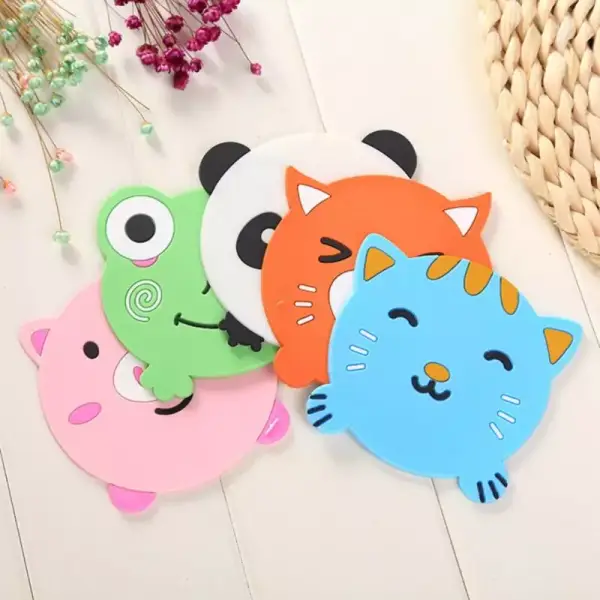 Posavasos de silicona con dibujos de animales Posavasos de silicona con dibujos de animales