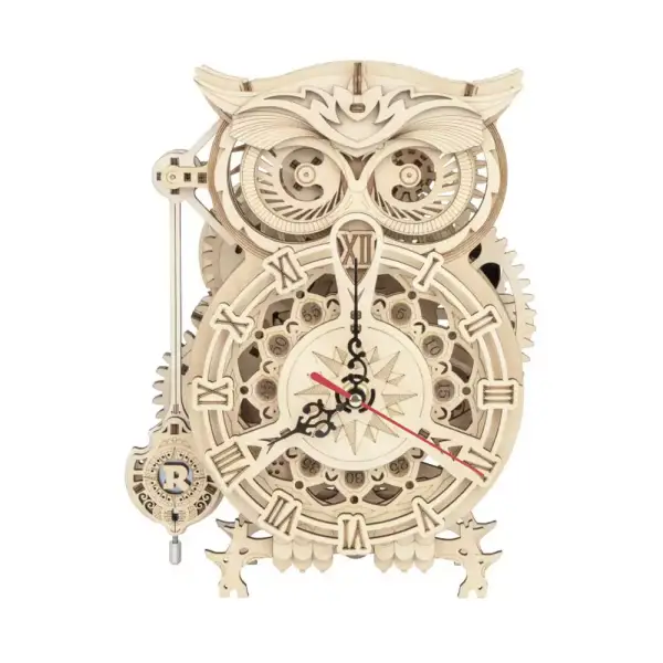 Kit de reloj de pared de búho de madera en 3D Kit de reloj de pared de búho de madera en 3D