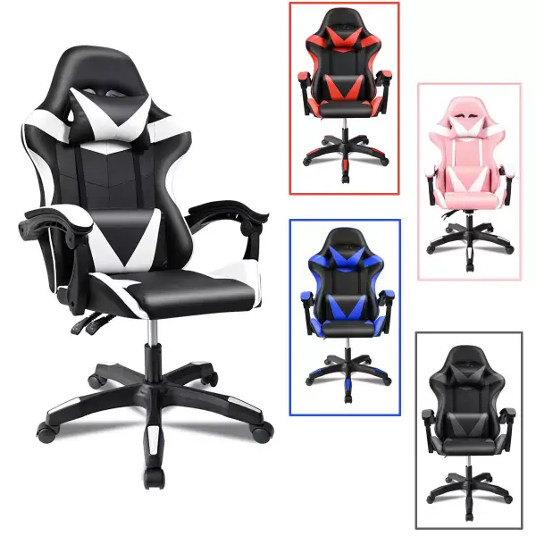 Silla gaming reclinable con cojín lumbar Silla gaming reclinable con cojín lumbar