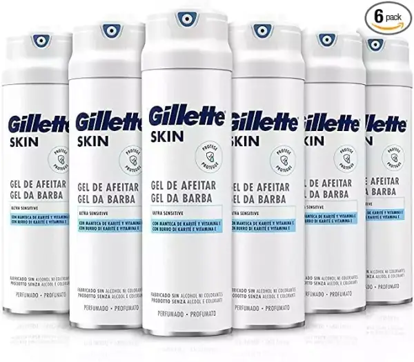 Pack 6x 200ml Gel de Afeitar Gillette Skin Ultra Sensitive Pack 6x 200ml Gel de Afeitar Gillette Skin Ultra Sensitive
