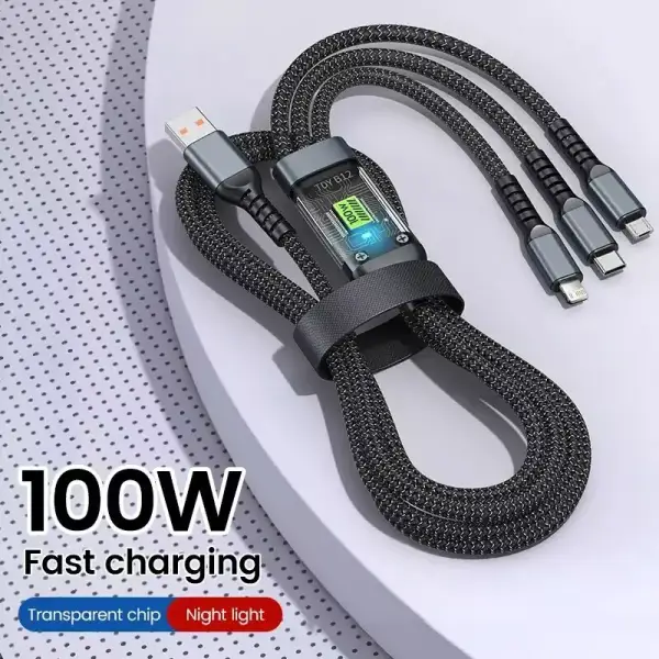 Cable 3 en 1 carga rápida 100W Cable 3 en 1 carga rápida 100W