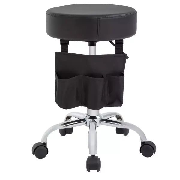 Banqueta Negra Ajustable Giratoria con 5 Ruedas Banqueta Negra Ajustable Giratoria con 5 Ruedas