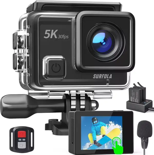 Cámara deportiva Surfola 5K + 2 baterías + accesorios y control remoto Cámara deportiva Surfola 5K + 2 baterías + accesorios y control remoto
