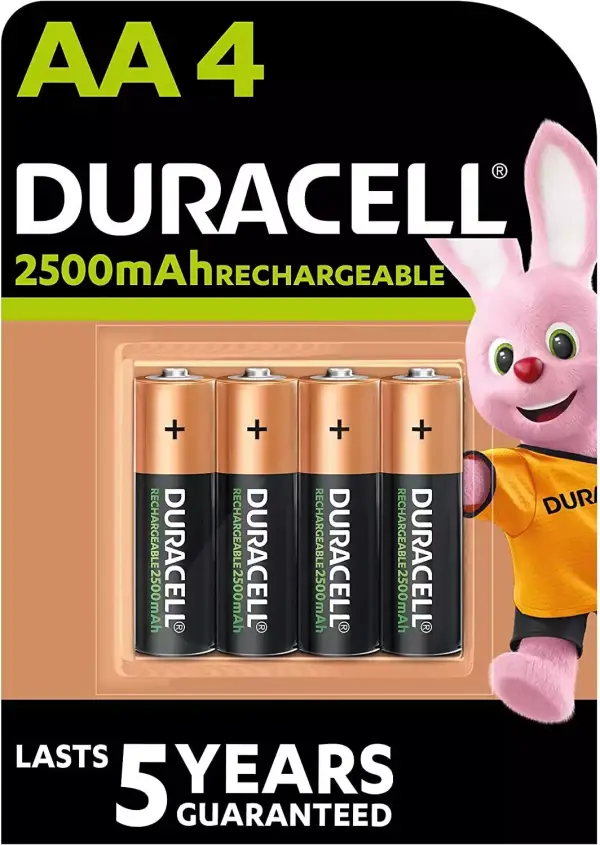 Pack 4 pilas recargables Duracell AA 2500mAh Pack 4 pilas recargables Duracell AA 2500mAh