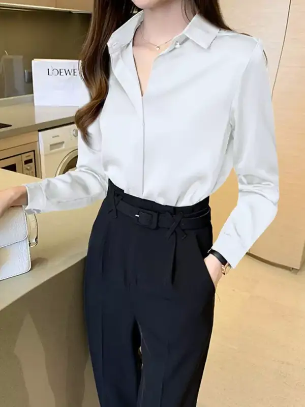 Camisa de seda para mujer manga larga Talla S Camisa de seda para mujer manga larga Talla S