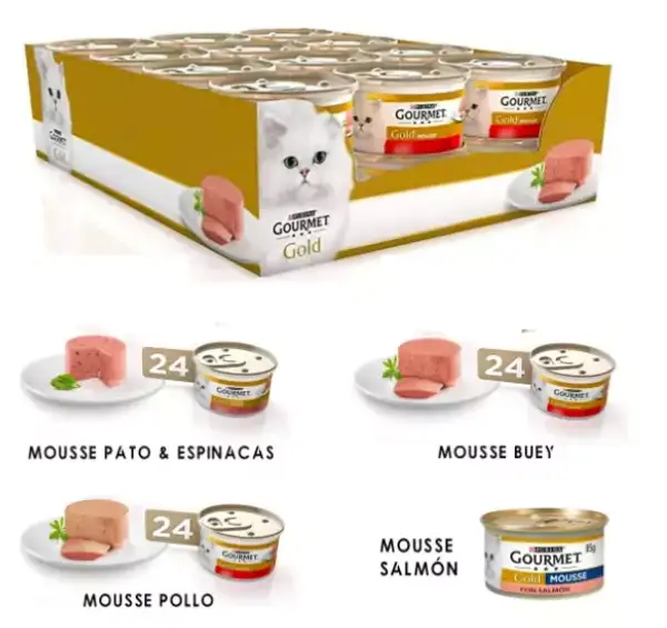 Pack de 6 Purina Gourmet Gold Mousse para gatos Pack de 6 Purina Gourmet Gold Mousse para gatos