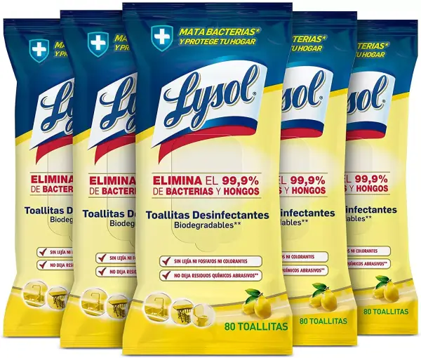 Pak de 5x80 Toallitas Desinfectantes Lysol Pak de 5x80 Toallitas Desinfectantes Lysol