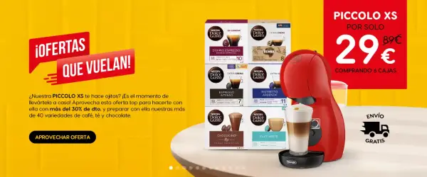 Piccolo Xs por solo 29€ comprando 6 cajas de Nescafé Dolce gusto Piccolo Xs por solo 29€ comprando 6 cajas de Nescafé Dolce gusto