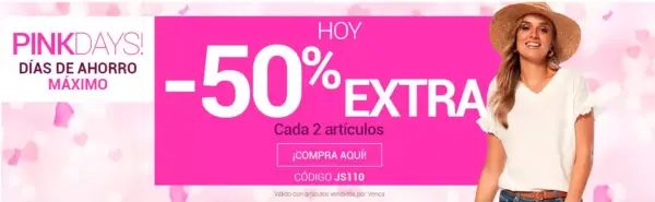 -50% EXTRA cada 2 artículos + envío GRATIS en Venca -50% EXTRA cada 2 artículos + envío GRATIS en Venca