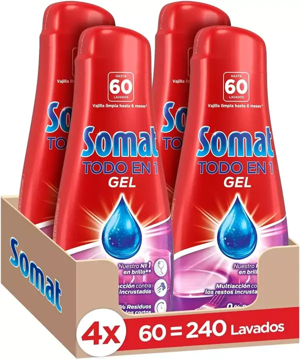 Pack 4x Somat Gel Detergente Lavavajillas 60 Dosis Pack 4x Somat Gel Detergente Lavavajillas 60 Dosis