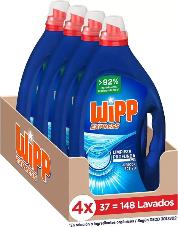 Pack de 4 detergentes para lavadora Wipp Express Pack de 4 detergentes para lavadora Wipp Express