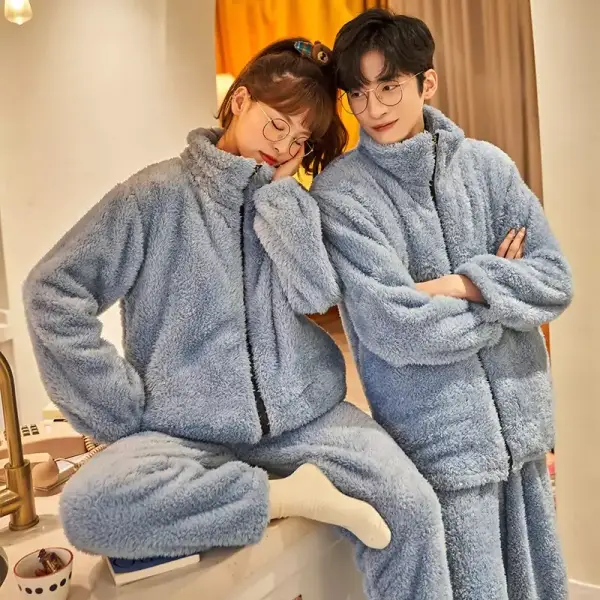 Conjunto de pijamas de franela con cremallera Conjunto de pijamas de franela con cremallera