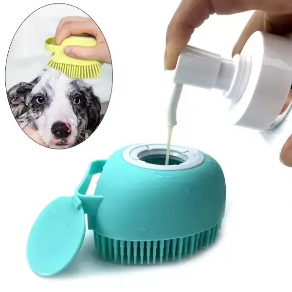 Cepillo masajeador con champú incorporado para perros y gatos Cepillo masajeador con champú incorporado para perros y gatos