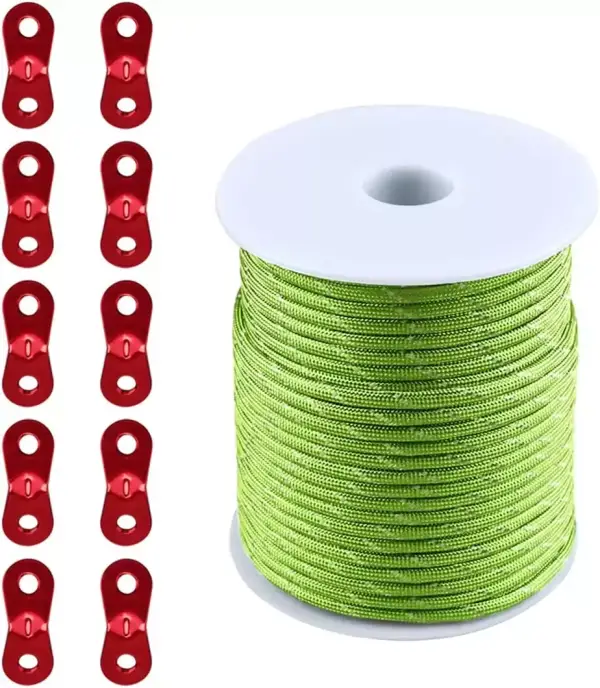 Rollo 50M Cuerda reflectante para camping + Tensores Rollo 50M Cuerda reflectante para camping + Tensores