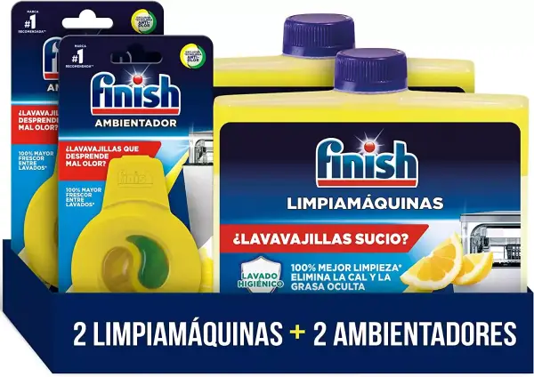 2 Limpiamáquinas para lavavajillas + 2 Ambientadores Finish 2 Limpiamáquinas para lavavajillas + 2 Ambientadores Finish