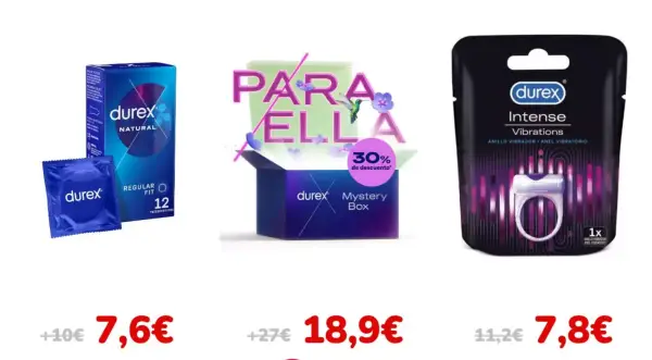 30% Dto. en TODA la web de Durex 30% Dto. en TODA la web de Durex