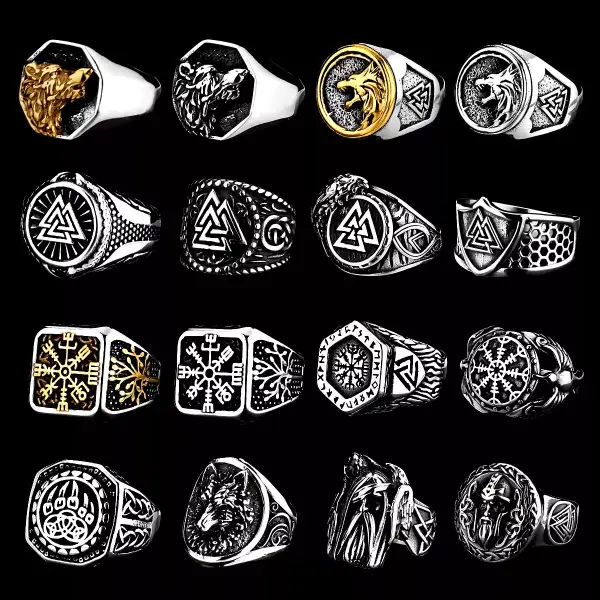 Anillo vikingo nórdico de acero inoxidable Anillo vikingo nórdico de acero inoxidable