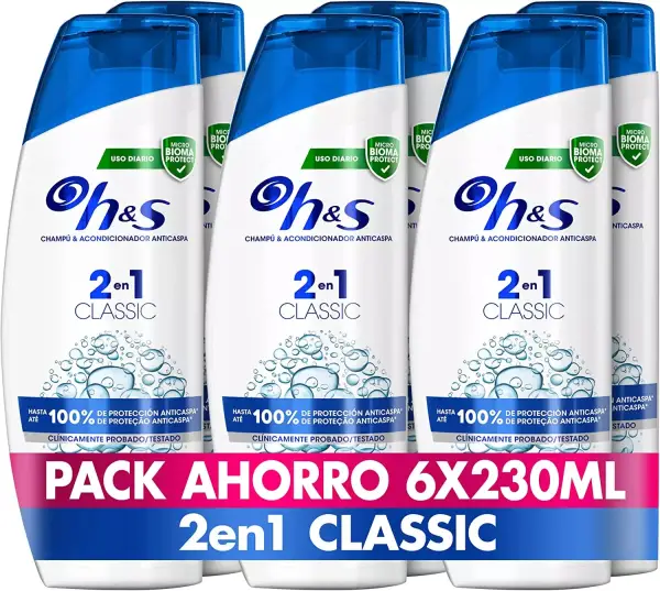 Pack de 6 Champú y acondicionador anticaspa H&S 2 en 1 Classic Pack de 6 Champú y acondicionador anticaspa H&S 2 en 1 Classic