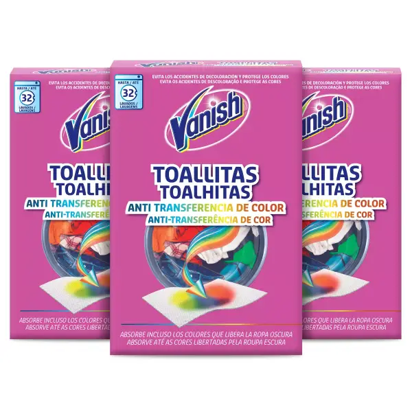 Toallitas antitransferencia de color para la ropa Vanish Gold 96 unidades Toallitas antitransferencia de color para la ropa Vanish Gold 96 unidades