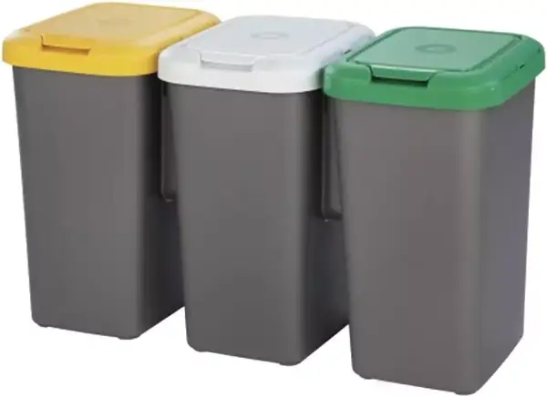 Juego de 3 papeleras de reciclaje de 25L Juego de 3 papeleras de reciclaje de 25L