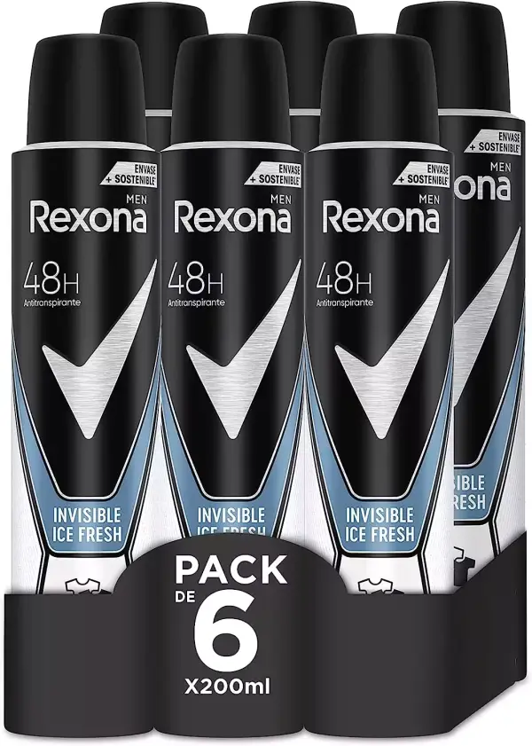 Pack de 6 desodorantes Rexona Invisible 200ml Pack de 6 desodorantes Rexona Invisible 200ml