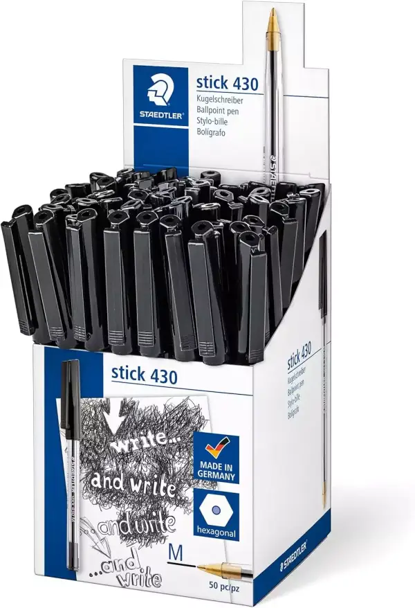 50 bolígrafos de punto media Staedtler Stick 430 M-9CP5 50 bolígrafos de punto media Staedtler Stick 430 M-9CP5