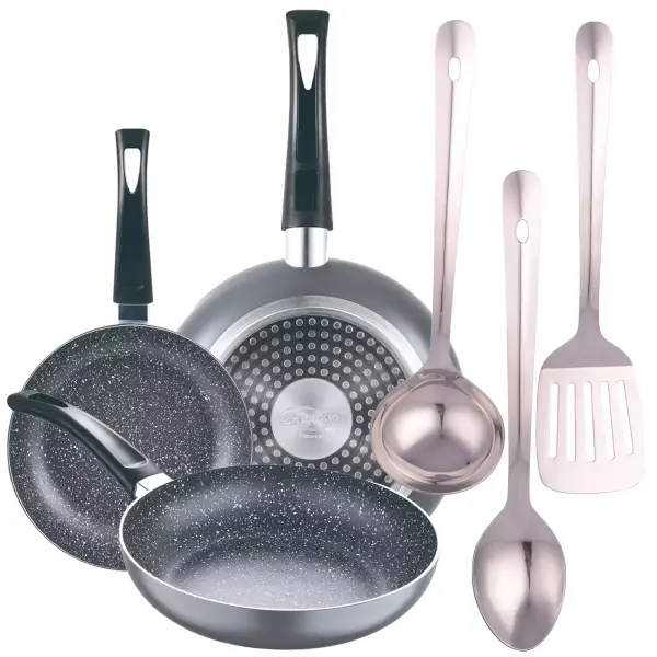 Kit de 3 sartenes San Ignacio + 3 utensilios de cocina Kit de 3 sartenes San Ignacio + 3 utensilios de cocina